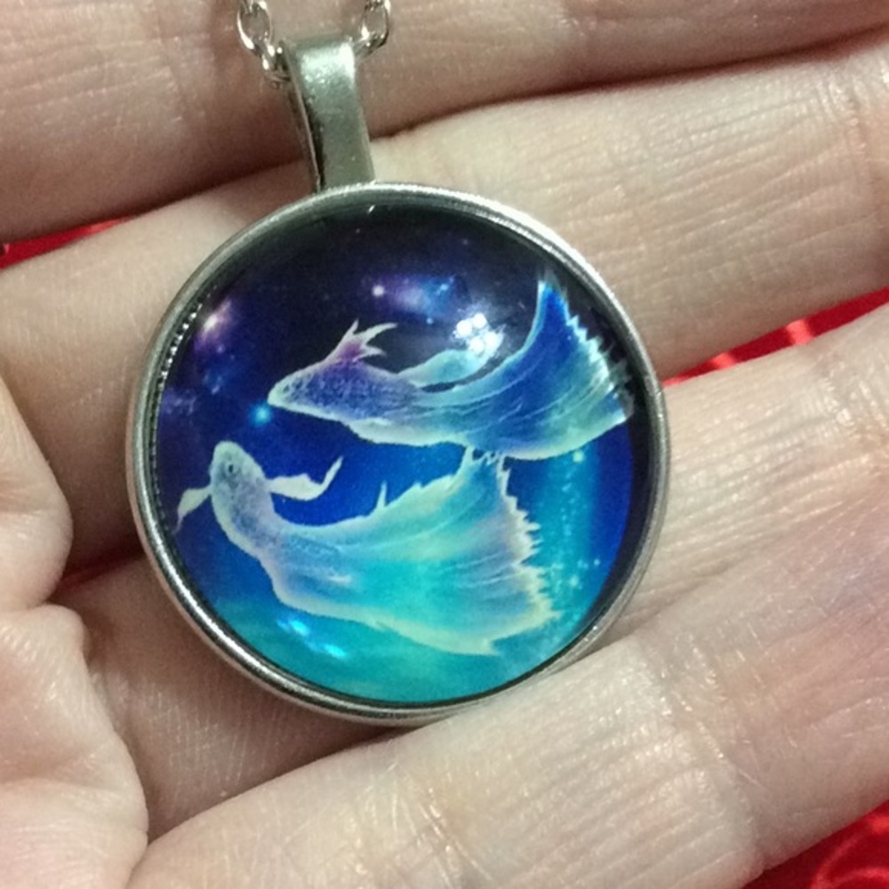 Pisces ๐ Zodiac Artistic Circle Pendant - Picture 6 of 7
